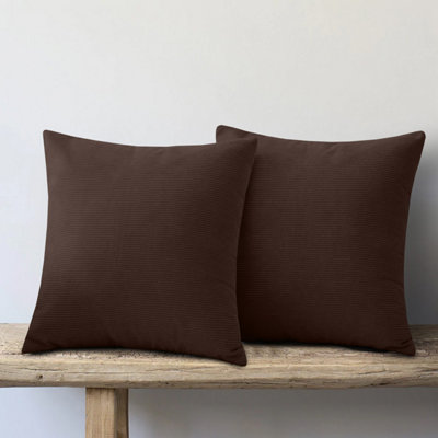 Ameha Stripe Velvet Coffee Cushion Cover 18X18 Inch Set Of 2Soft Breathable Hypoallergenic Zip Closure from B&Q