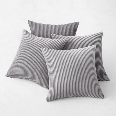 Ameha Silver Stripe Velvet Cushion Cover 18X18 InchSet Of 4SoftBreathable & Hypoallergenic With Invisible Zip from B&Q