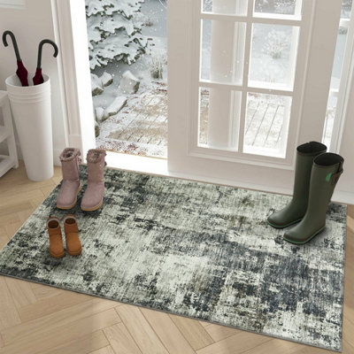 Ameha Non Slip Frost Cashmere Rug Indoor/outdoor Grey Abstract Floor Mat(60X110 Cm) from B&Q
