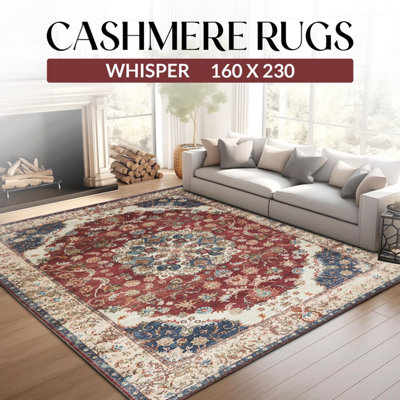 Ameha Modern Large Area Rug Whisper Cashmere Hallway Carpets Kitchen Mat Indoor Outdoor Rugs Living Room 160 X 230 Cm Red Floral from B&Q