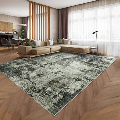 Ameha Grey Abstract Pattern Rug Living Room Extra Large Area 240X320 Cm Non Slip Carpet Master Bedroom Frost Cashmere Rugs from B&Q