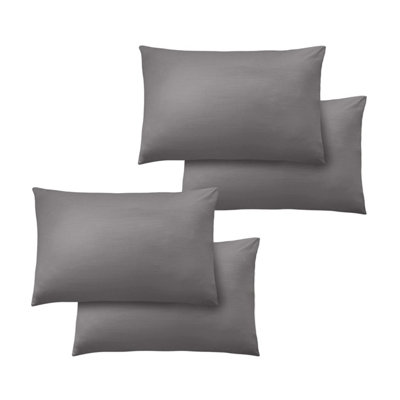 Ameha Grey 100% Microfiber Pillow Cases Soft Standard Pillowcase Envelope Closure Breathable Pillow Cover 2 Pair(50X75 Cm)