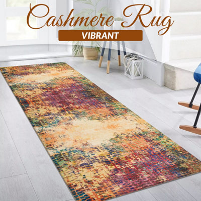 Ameha Vibrant Cashmere Rug Hallway Area Runner 60X220 Cm Geometric Pattern Non Slip Indoor/outdoor Rugs from B&Q