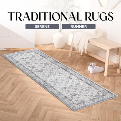 Ameha Cashmere Rug Non Slip Soft Luxury Serene Geometric Pattern Runner Indoor/outdoor Rugs60X220 Cm from B&Q