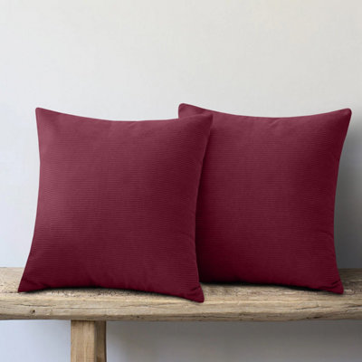 Ameha Stripe Velvet Burgundy Cushion Cover 18X18 Inch Set Of 2Soft Breathable Hypoallergenic Zip Closure from B&Q