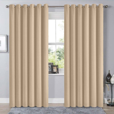 Ameha Thermal Insulated Curtain Cream Pair Blackout Eyelet For Long Window Curtain 46X72 Inches With Tie Back Pair from B&Q