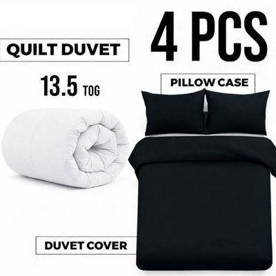 Ameha Duvet 13.5 Tog With Black Duvet Cover & Matching PillowcasesBreathableBedding SetSingle 135X200Cm from B&Q