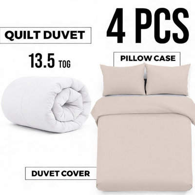 Ameha Duvet 13.5 Tog With Cream Duvet Cover & Matching PillowcasesBreathableBedding SetSingle 135X200Cm from B&Q