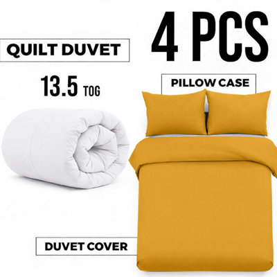 Ameha Duvet 13.5 Tog With Ochre Duvet Cover & Matching PillowcasesBreathableBedding SetSingle 135X200Cm from B&Q