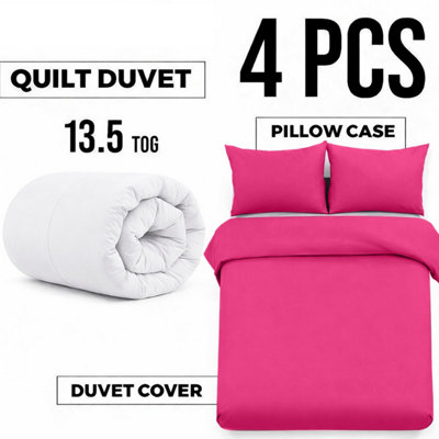 Ameha Duvet 13.5 Tog With Pink Duvet Cover & Matching PillowcasesBreathableBedding SetSingle 135X200Cm from B&Q