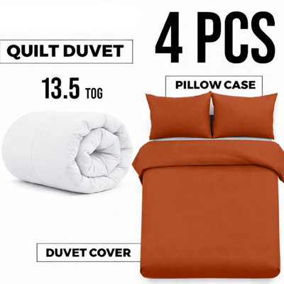 Ameha Duvet 13.5 Tog With Rust Duvet Cover & Matching PillowcasesBreathableBedding SetSingle 135X200Cm from B&Q