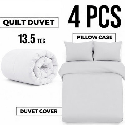 Ameha Duvet 13.5 Tog With White Duvet Cover & Matching PillowcasesBreathableBedding SetSuper King 260X220Cm from B&Q