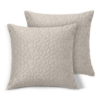 Ameha Beige Embossed Pebbles Velvet Cushion Cover18X18 InchPack Of 2Ultra SoftBreathable & Hypoallergenic from B&Q