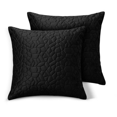 Ameha Black Embossed Pebbles Velvet Cushion Cover18X18 InchPack Of 2Ultra SoftBreathable & Hypoallergenic from B&Q