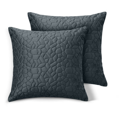 Ameha Charcoal Embossed Pebbles Velvet Cushion Cover18X18 InchPack Of 2Ultra SoftBreathable & Hypoallergenic from B&Q
