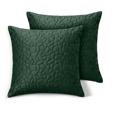 Ameha Emerald Embossed Pebbles Velvet Cushion Cover18X18 InchPack Of 2Ultra SoftBreathable & Hypoallergenic from B&Q