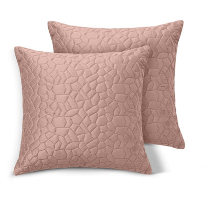Ameha Pink Embossed Pebbles Velvet Cushion Cover18X18 InchPack Of 2Ultra SoftBreathable & Hypoallergenic from B&Q