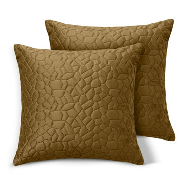 Ameha Rust Embossed Pebbles Velvet Cushion Cover18X18 InchPack Of 2Ultra SoftBreathable & Hypoallergenic from B&Q