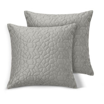 Ameha Silver Embossed Pebbles Velvet Cushion Cover18X18 InchPack Of 2Ultra SoftBreathable & Hypoallergenic from B&Q