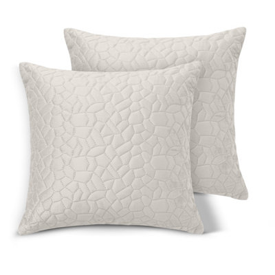 Ameha White Embossed Pebbles Velvet Cushion Cover18X18 InchPack Of 2Ultra SoftBreathable & Hypoallergenic from B&Q