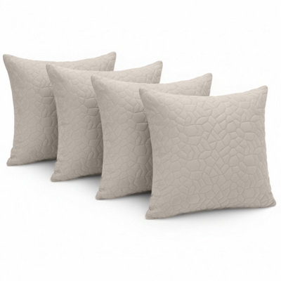 Ameha Beige Embossed Pebbles Velvet Cushion Covers18X18 InchPack Of 4Premium FeelBreathable & Hypoallergenic from B&Q