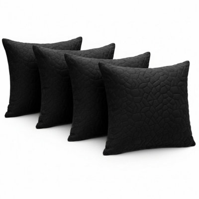 Ameha Black Embossed Pebbles Velvet Cushion Covers18X18 InchPack Of 4Premium FeelBreathable & Hypoallergenic from B&Q