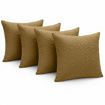 Ameha Rust Embossed Pebbles Velvet Cushion Covers18X18 InchPack Of 4Premium FeelBreathable & Hypoallergenic from B&Q