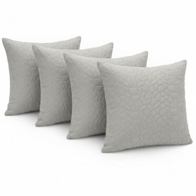 Ameha Silver Embossed Pebbles Velvet Cushion Covers18X18 InchPack Of 4Premium FeelBreathable & Hypoallergenic from B&Q