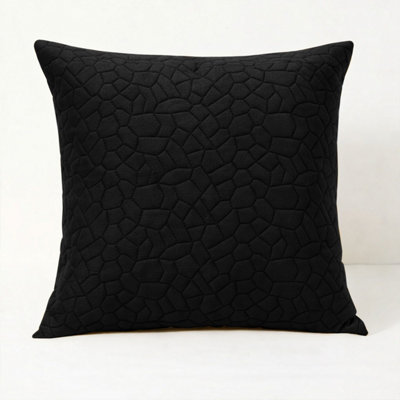 Ameha Black Embossed Pebbles Velvet Cushion Cover18X18 InchUltra SoftBreathable & Hypoallergenic from B&Q