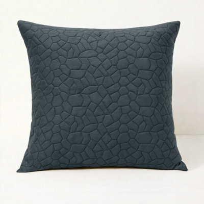 Ameha Charcoal Embossed Pebbles Velvet Cushion Cover18X18 InchUltra SoftBreathable & Hypoallergenic from B&Q