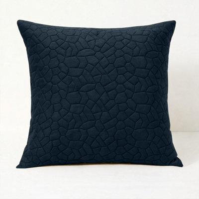 Ameha Navy Embossed Pebbles Velvet Cushion Cover18X18 InchUltra SoftBreathable & Hypoallergenic from B&Q