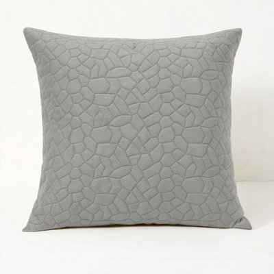 Ameha Silver Embossed Pebbles Velvet Cushion Cover18X18 InchUltra SoftBreathable & Hypoallergenic from B&Q