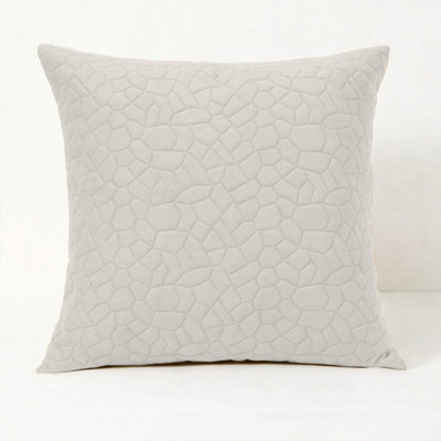 Ameha White Embossed Pebbles Velvet Cushion Cover18X18 InchUltra SoftBreathable & Hypoallergenic from B&Q