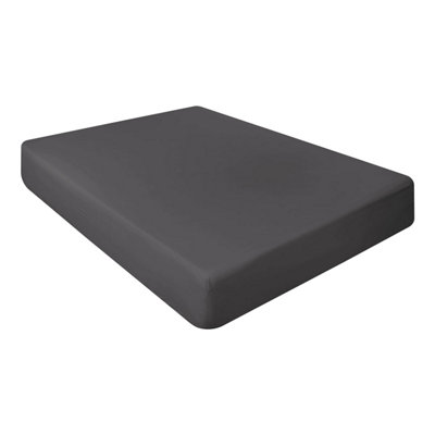 Ameha Fitted Sheet 40Cm Extra Deep Pocket Elastic Corners Soft Microfiber Fitted Sheet 16" Charcoal (Super King 180X200Cm) from B&Q