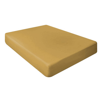 Ameha Fitted Sheet 40Cm Extra Deep Pocket Elastic Corners Soft Microfiber Fitted Sheet 16" (Ochre,super King 180X200Cm) from B&Q