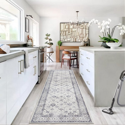 Ameha Serene Cashmere Rug-Soft Pile 80X300Cm- Luxury Comfort For Hallway Runner Floral Pattern Kitchen Extra Large Area Rug from B&Q