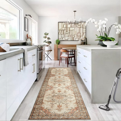 Ameha Cashmere Rug Extra Large Area Runner Bedside Area Floor Mat Super Soft Kitchen Floor Vintage Rug (Timeless,80X300Cm) from B&Q
