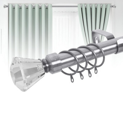 B&Q -  Plain Sapphire Crystal Metal Curtain Pole 120-210 Cm(48-84 Inches) Chrome Extendable Adjustable Curtain Poles
