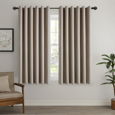Ameha Linen 100%blackout Eyelet Curtain Mink Energy Efficient Thermal Insulated Window Curtain Pair 46X54' For Bedroom Curtain from B&Q