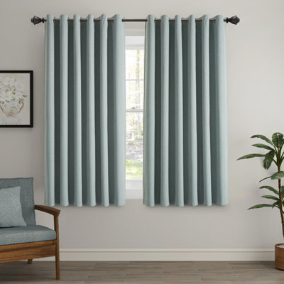 Ameha Sage 100%blackout Curtain Plain Thermal Insulated Window Curtain 66X54' Energy-Efficient 260Gsm Linen Textured Fabric Curtain Pair from B&Q
