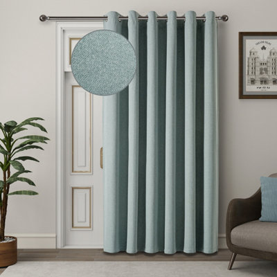 Ameha Sage Green Plain Curtain 100%blackout Thermal Energy Efficient 260Gsm Thermal Insulated 66'x84' Door Curtain For Modern Uk from B&Q