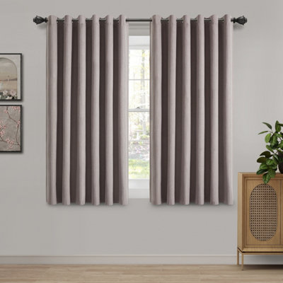 Ameha Mocha Blackout Curtain 135Gsm Thermal Eyelet Modern Blackout Window Treatment 46'x54' Noise Reducing Curtain Pair With Tie Back from B&Q