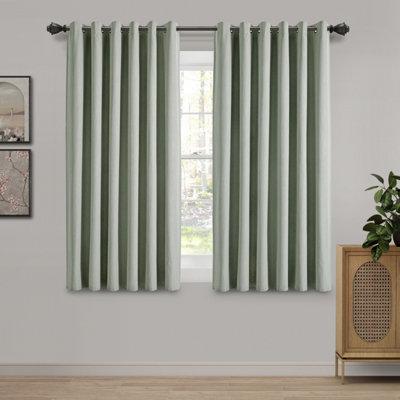 Ameha Sage 135Gsm Linen Look Thermal Blackout Eyelet Curtain For Bedroom & Living Room 46'x54' Window Ringtop Curtain Pair With Tie Back from B&Q