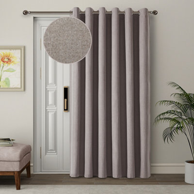 Ameha Mocha 135Gsm Linen Look Thermal Blackout Eyelet Curtain For Bedroom Single Panel Noise Reducing Curtain 66X84' Uk Home Decor from B&Q