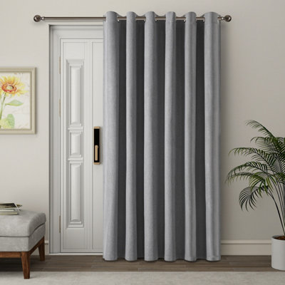 Ameha Linen 100%blackout Curtain 135Gsm Charcoal Heavy Thermal Eyelet Noise Reducing Drape Single Panel Door Curtain 66'x84' For Bedroom from B&Q