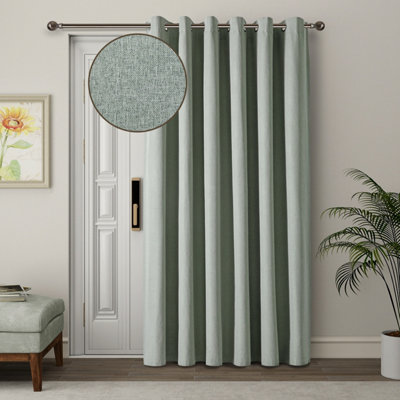 Ameha Sage Green Plain Curtain 100% Blackout Thermal Energy Efficient Thermal Insulated 66'x84' Door Curtain For Modern Uk Homes from B&Q