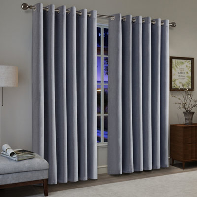 Ameha Heavy Linen 100%blackout Plain Curtain (135 Gsm) For Bedroom Energy Saving Window Pair Curtain Uk(Grey66''x90'') from B&Q