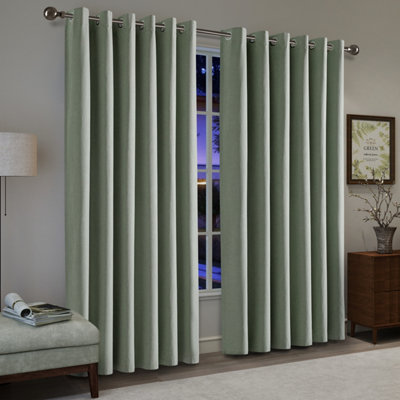 Ameha Sage Green 135Gsm Linen Texture Fabric Thermal Insulated 100% Blackout For Modern Bedroom Living Room Uk Interiors66X90'' from B&Q