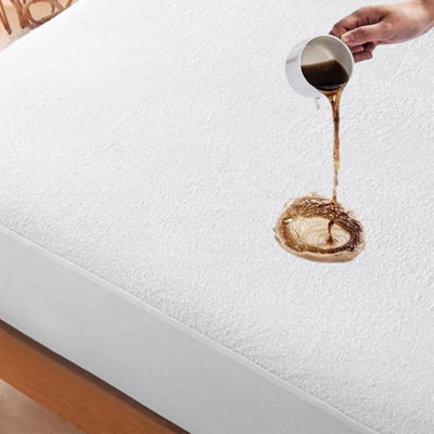 Ameha Waterproof Terry Mattress Protector Non-NoisyAbsorbent & Hypoallergenic Elasticated Cover 30Cm Deep Double 135X190Cm from B&Q
