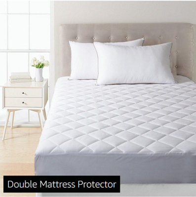 Ameha Mattress Protector Deep 30Cm Fitted Stretch Skirt Quilted Mattress Microfiber Fitted Mattress Cover Double (135X190Cm) from B&Q